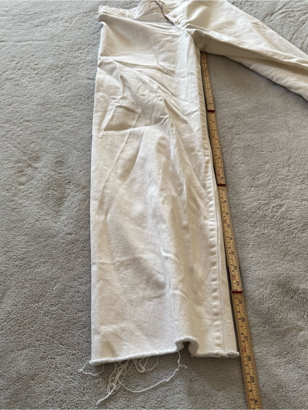 Zara Girls White Wide Leg Raw Hem Jeans Size 13/14 164 High Rise Trendy Denim - Picture 6 of 8